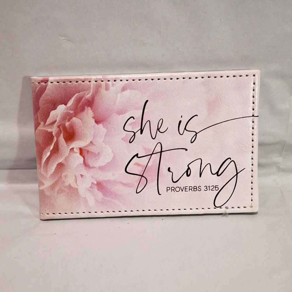 "She is strong" Proverbs Faux Leather Case Compact Mirror